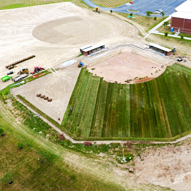 sod instillation on a baseball field